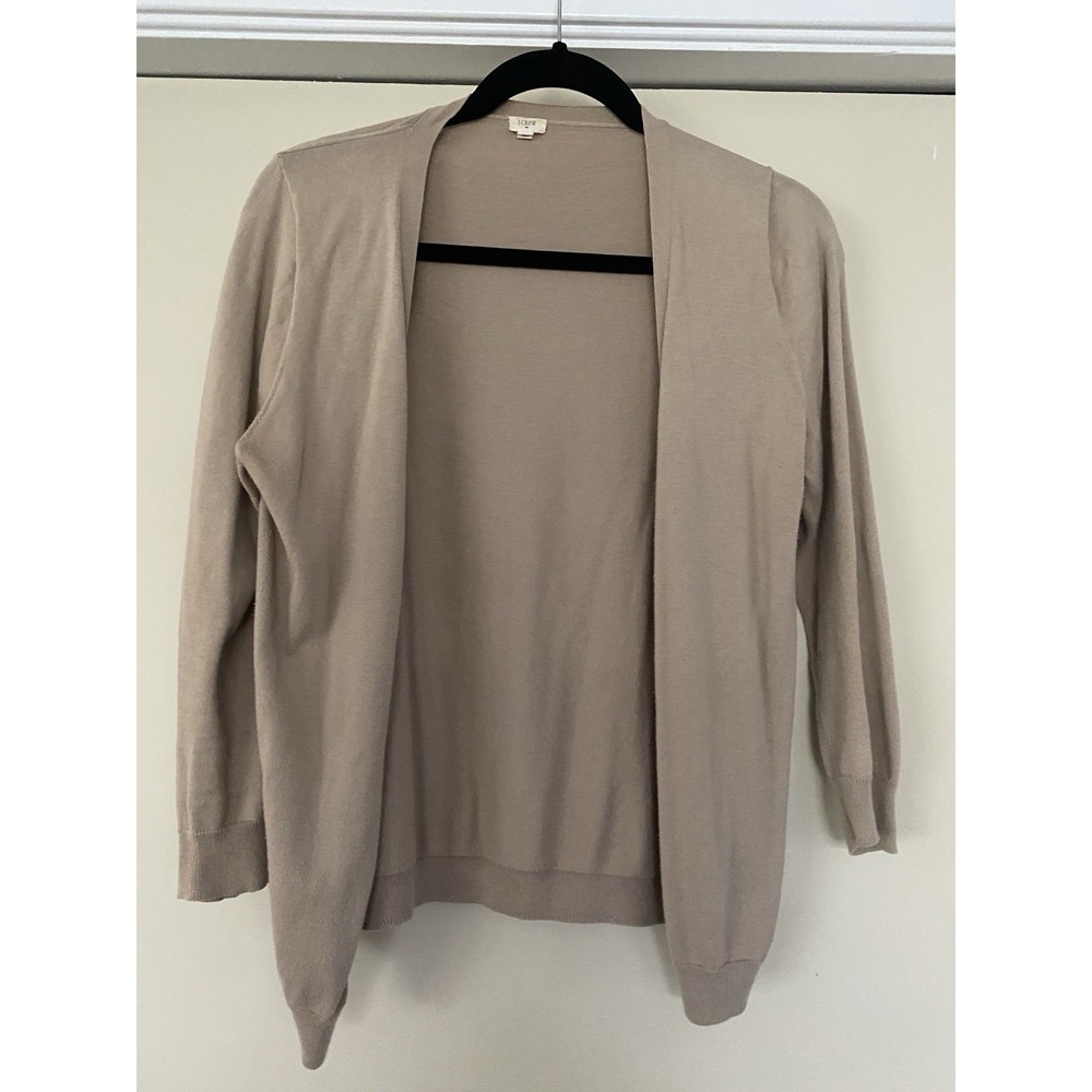 J.Crew Classic Cotton Cardigan Sweater Mushroom/Neutral Glass Buttons Medium